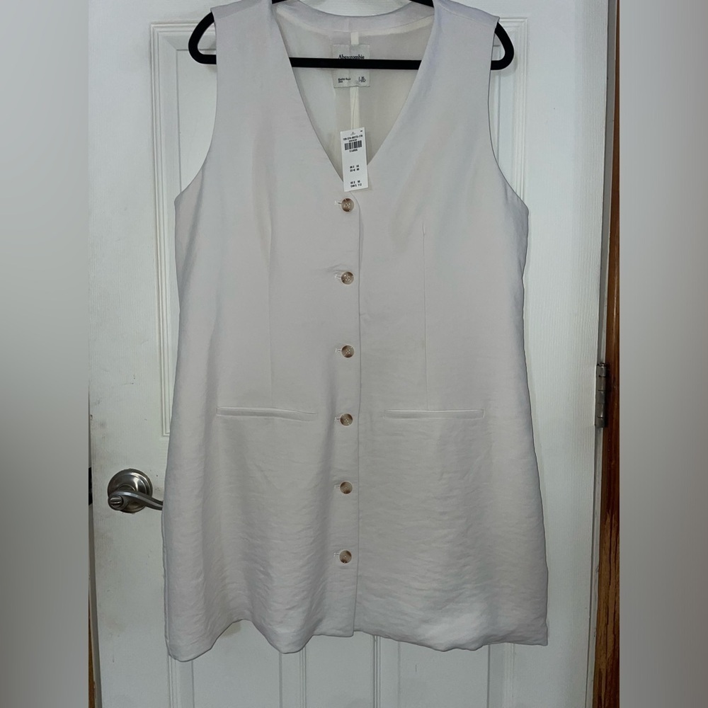 Abercrombie & Fitch Off White V-Neck Dress NWT Extra Large
